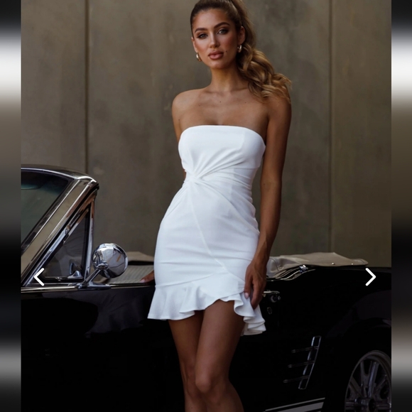 SELFIE LESLIE PROM QUEEN BANDEAU MINI DRESS WHITE - Picture 3 of 14